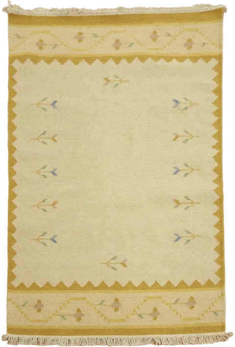 Elegant Minimalist Flat-Woven Kilim Rug with Subtle Floral Accents 4x6