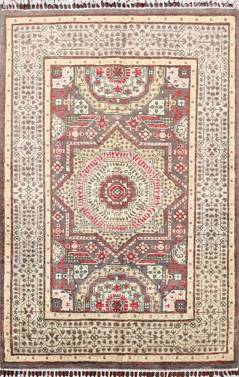Geometric Kazak Oriental Area Rug 4x5