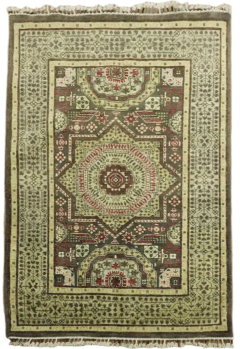 Geometric Kazak Oriental Area Rug 4x5
