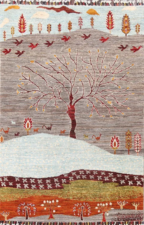 Little Animals Kazak Oriental Area Rug 4x5
