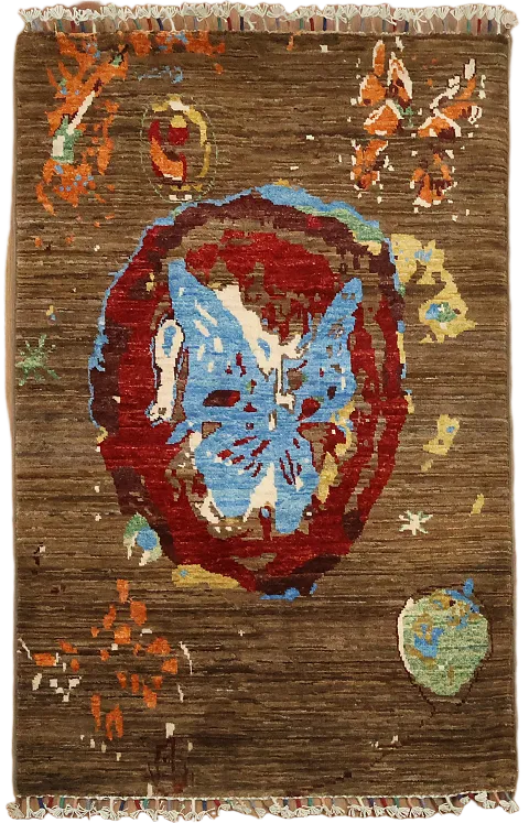 Abstract Kazak Oriental Wool 3x4 Rug