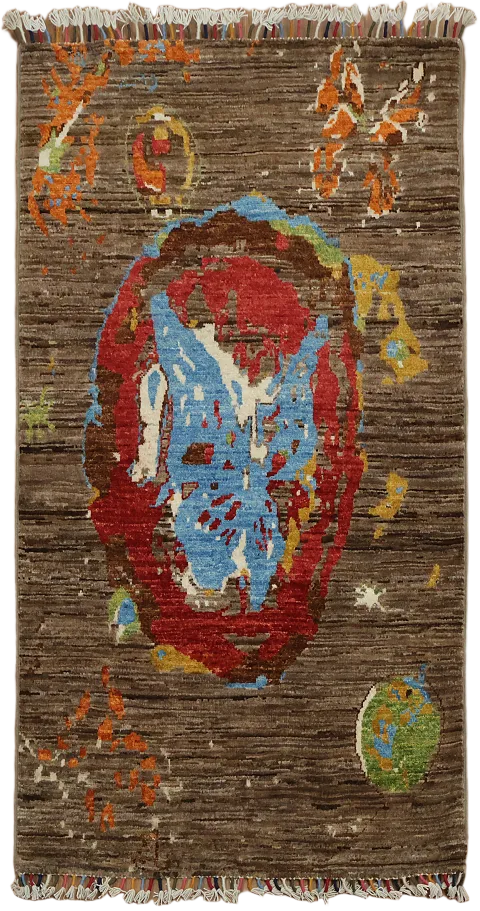 Modern Abstract Oriental Area Rug 3x4