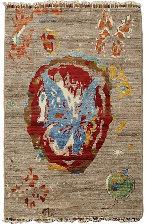 Abstract Kazak Oriental Rug 3x4