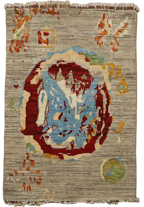 Abstract Kazak Oriental Rug 3x4