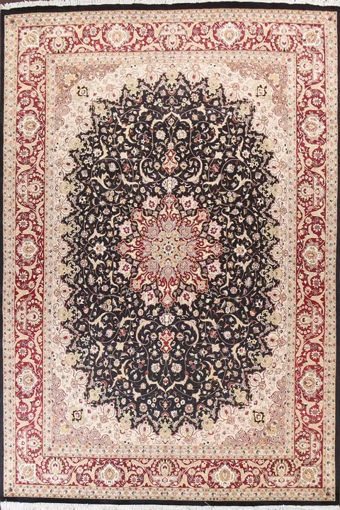 Classic Oriental Rug with Detailed Floral Design and Borders 9x13