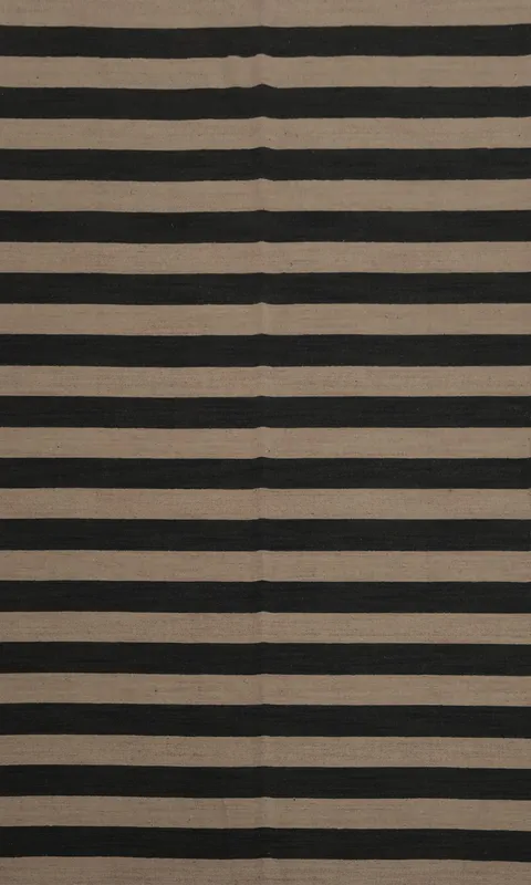 Timeless Black and Beige Stripes Gabbeh Area Rug 7x10 for Elegant Homes
