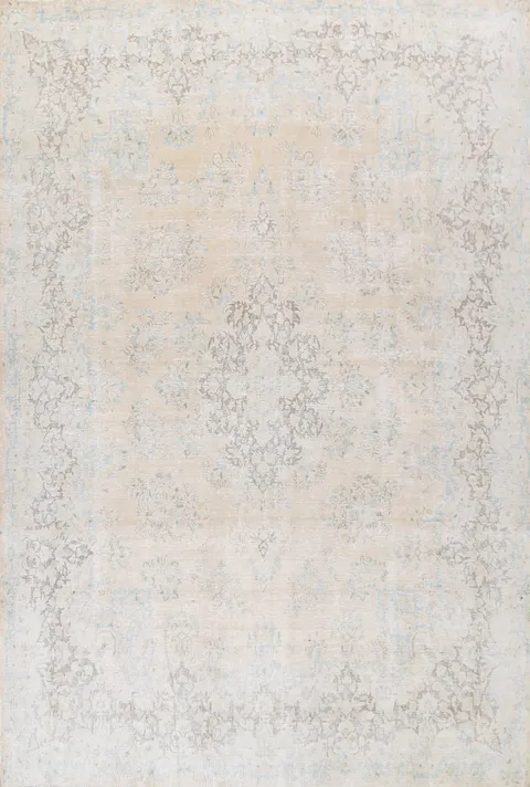 Muted Distressed Kerman Persian Area Rug 10x13