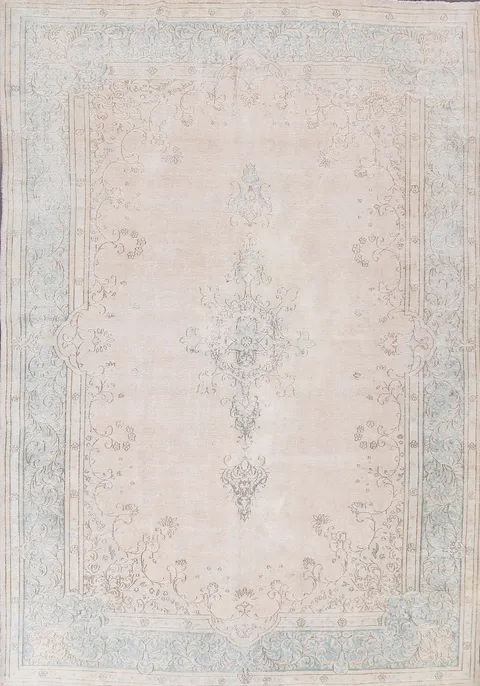 Muted Distressed Kerman Persian Area Rug 8x11