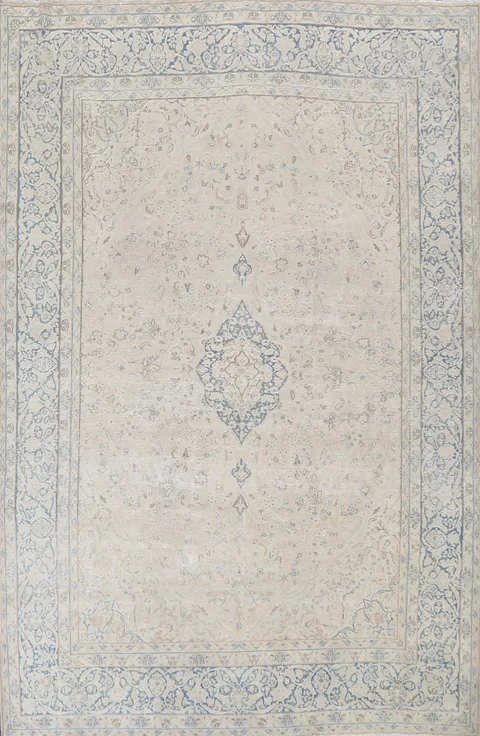 Muted Distressed Kerman Persian Area Rug 9x13