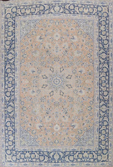 Muted Distressed Kashan Persian Area Rug 10x13