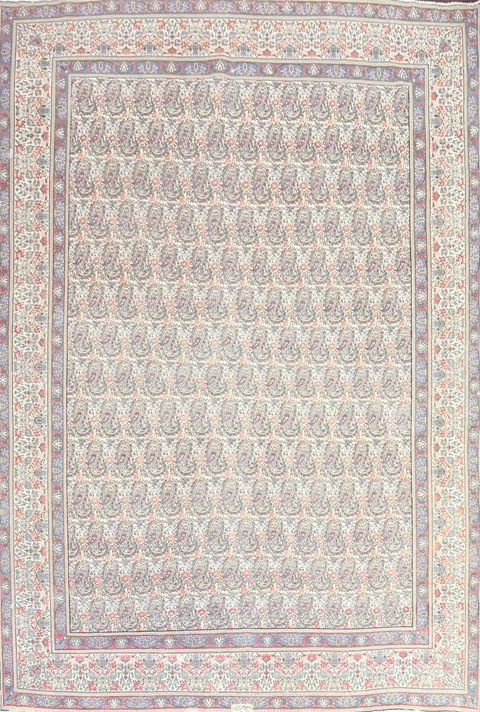 Muted Distressed Kerman Persian Area Rug 10x13