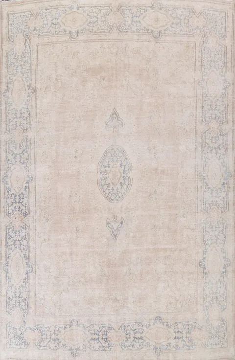 Muted Distressed Kerman Persian Area Rug 10x13