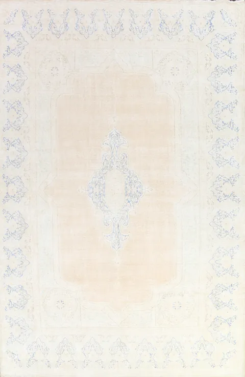 Muted Distressed Kerman Persian Area Rug 9x13