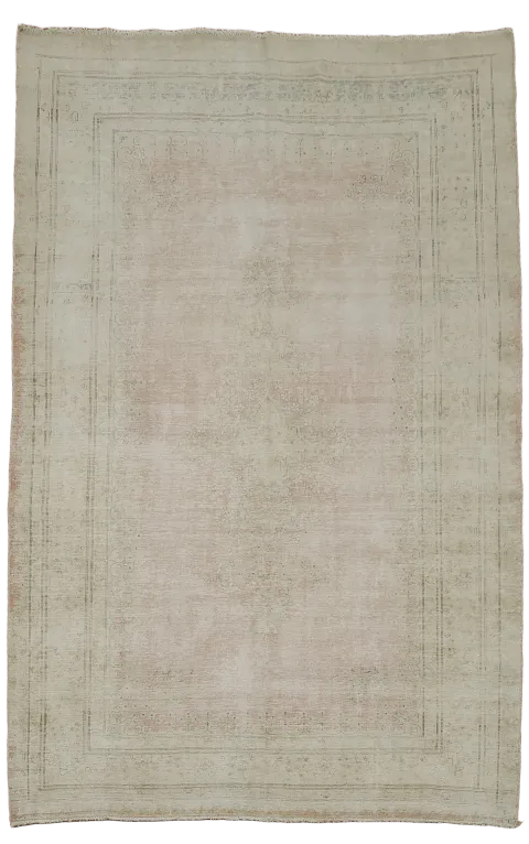 Muted Distressed Kerman Persian Area Rug 6x10