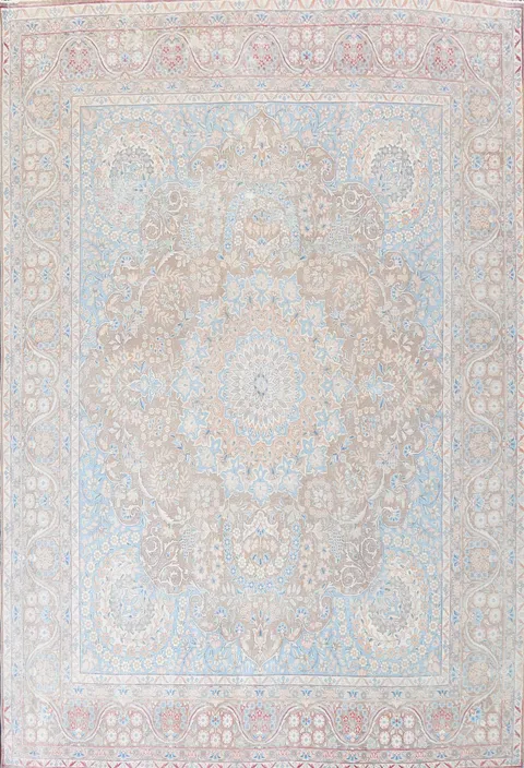 Muted Distressed Kerman Persian Area Rug 10x13