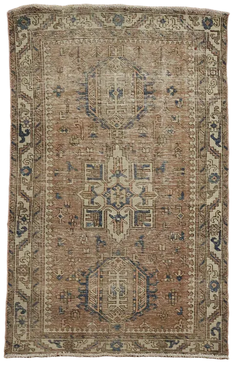 Antique Distressed Heriz Persian Area Rug 4x6