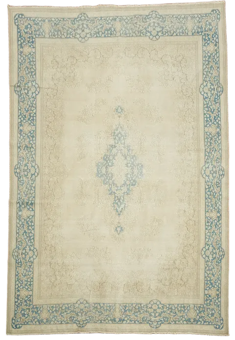 Muted Distressed Kerman Persian Area Rug 10x13