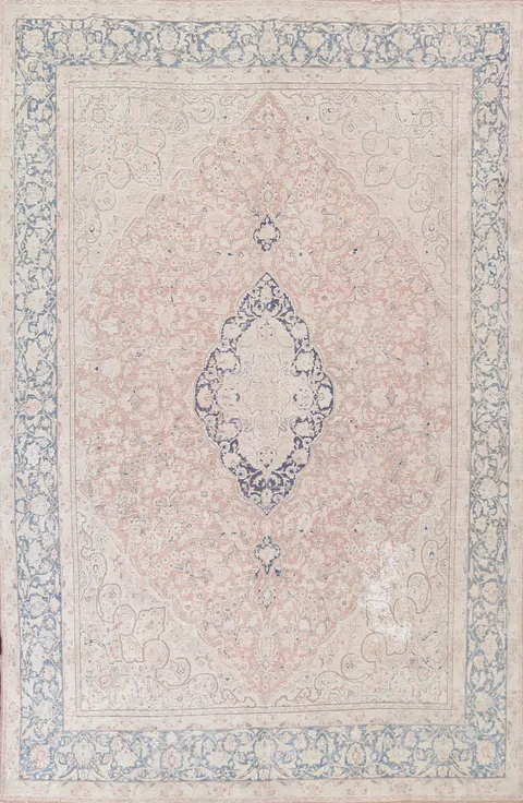 Muted Distressed Kerman Persian Area Rug 10x13