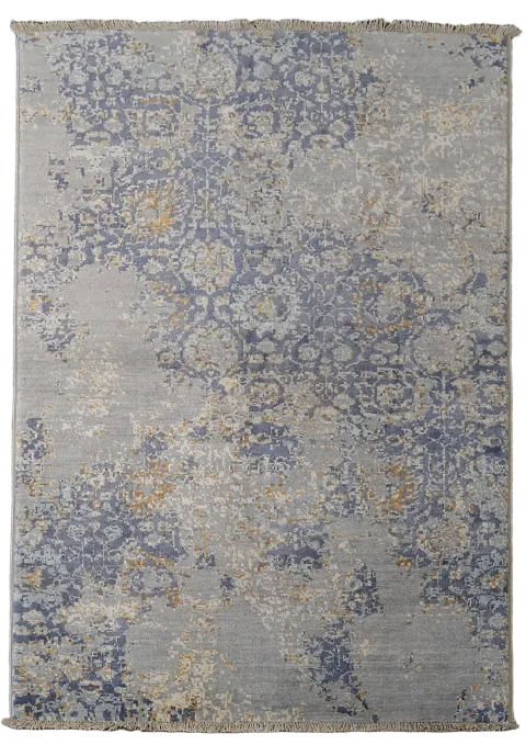 Refined Abstract Rug with Antique Blue Highlights 3x5 ft