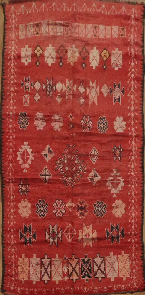 Antique Moroccan Wool Rug 5x10