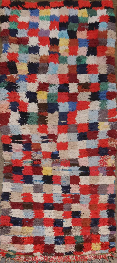 Checkered Moroccan Runner Rug 3x7