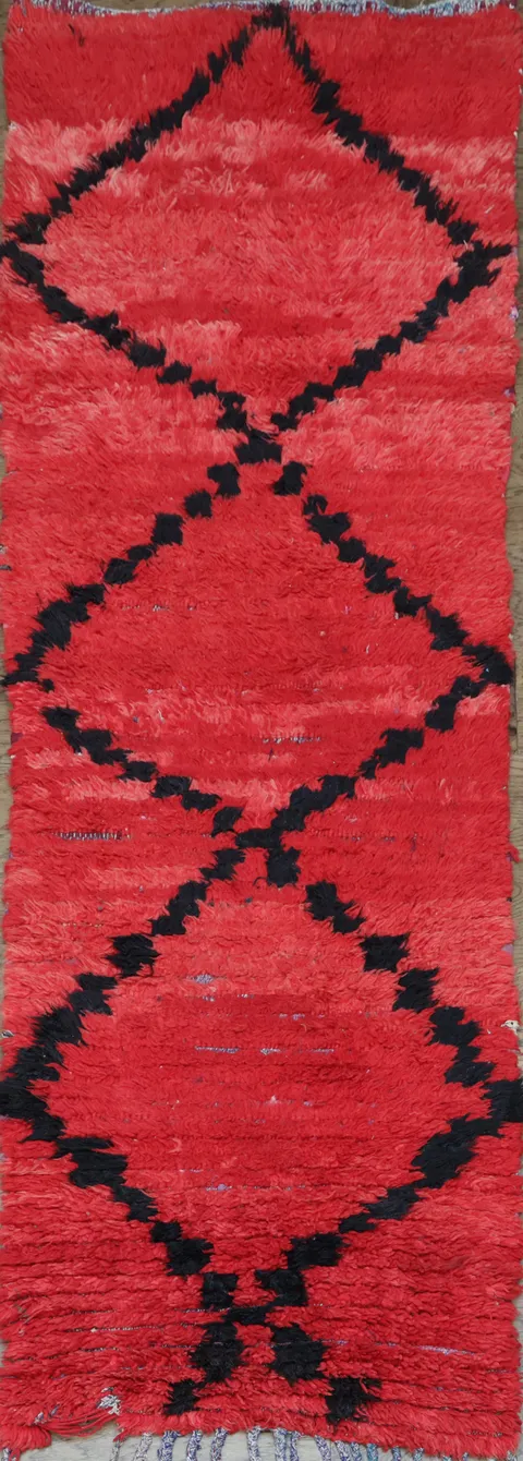 Vintage Moroccan Red Runner Rug 3x7