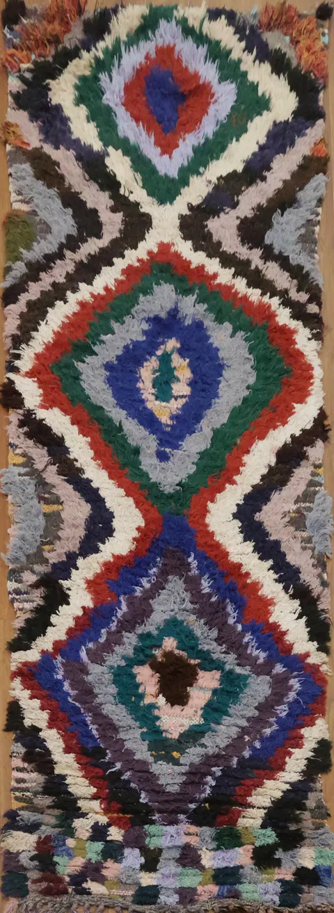 Hand-Knotted Wool Moroccan Runner Rug 3x7