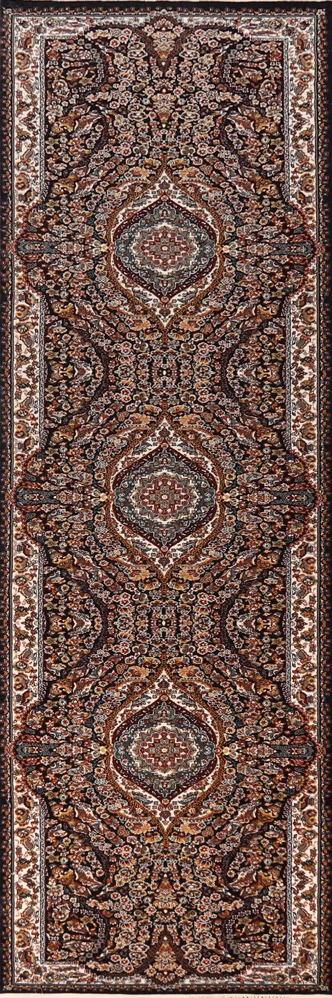 Black Tabriz Persian Runner Rug 3x13