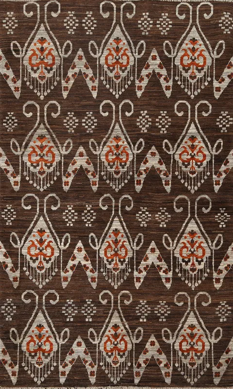 Vegetable Dye Abstract Handmade Area Rug 4x7