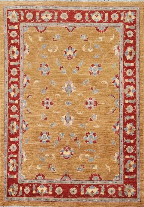 Vegetable Dye Oushak Wool Area Rug 5x6
