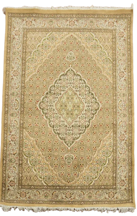 Vegetable Dye Tabriz Mahi Wool/ Silk Oriental Rug 4x6