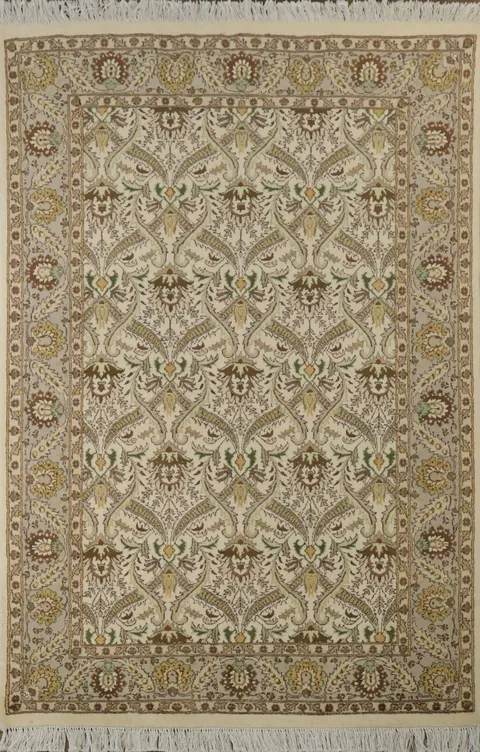 Vegetable Dye Aubusson Handmade Wool Rug 4x6