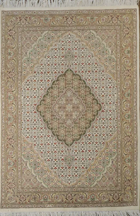 Vegetable Dye Tabriz Mahi Wool Rug 4x6