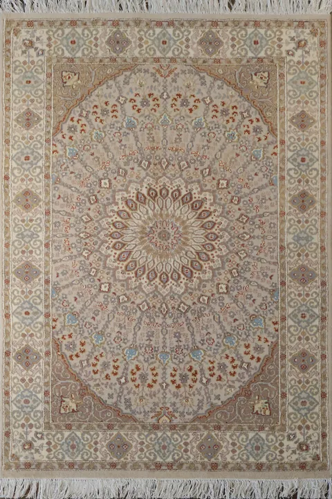 Vegetable Dye Wool/ Silk Tabriz Handmade Rug 4x6
