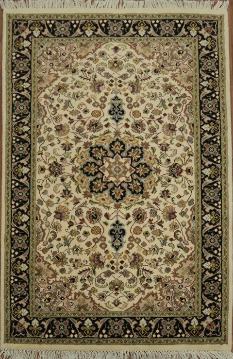 Elegant Persian Style Tabriz Rug with Intricate Floral Motifs and Rich Border 4x6
