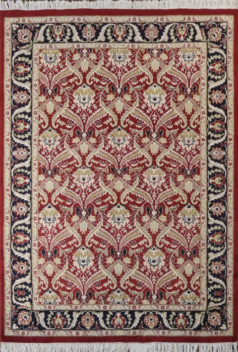Vegetable Dye Wool/ Silk Aubusson Handmade Wool Rug 4x6