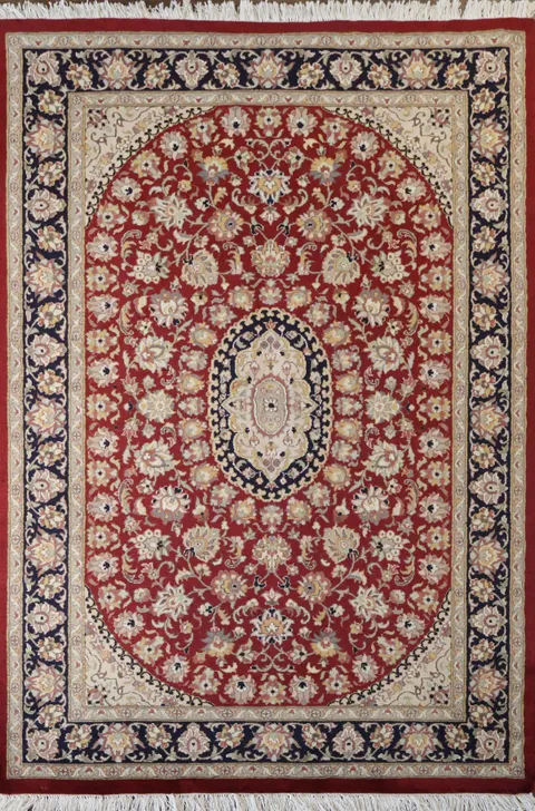Vegetable Dye Aubusson Wool Handmade Rug 4x6