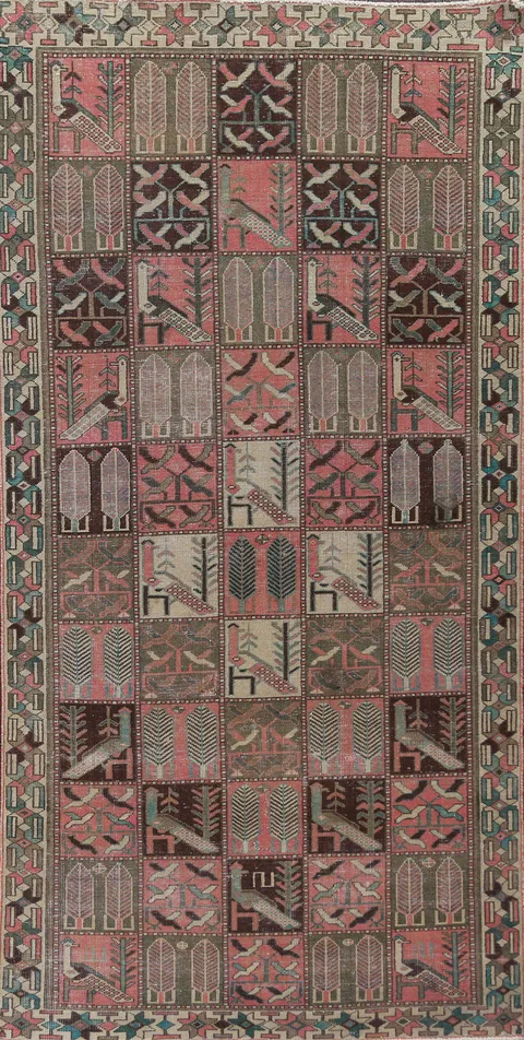 Vintage Handmade Bakhtiari Persian Runner Rug 4x9