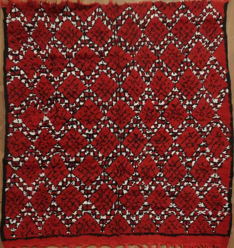 All-Over Red Moroccan Square Area Rug 6x6