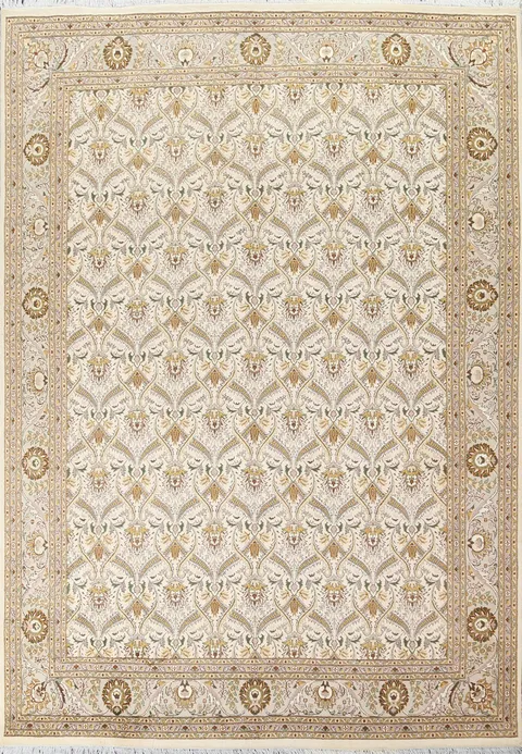 Ivory and Gold Oriental Area Rug 8x10