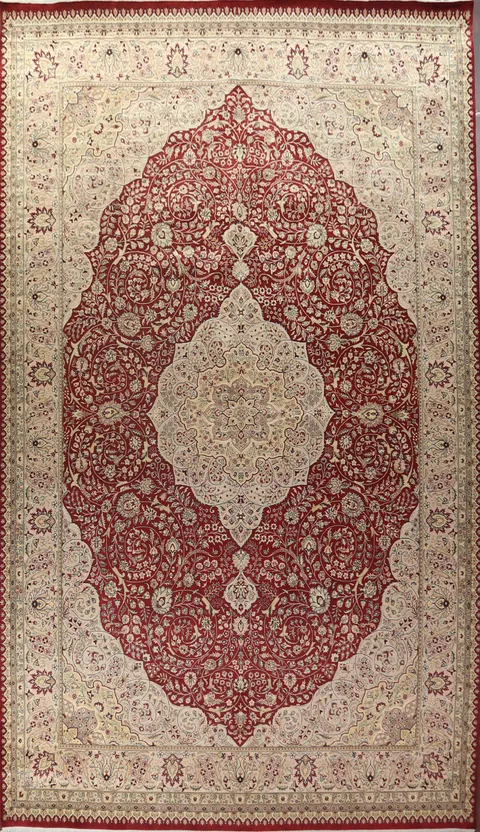 Vegetable Dye Large Red Tabriz Handmade Rug 12x18