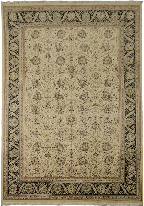 Sophisticated Neutral-Hued Rug with Traditional Patterns 10x14