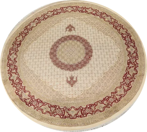 Vegetable Dye Tabriz Mahi Persian Rug 10x10 Round