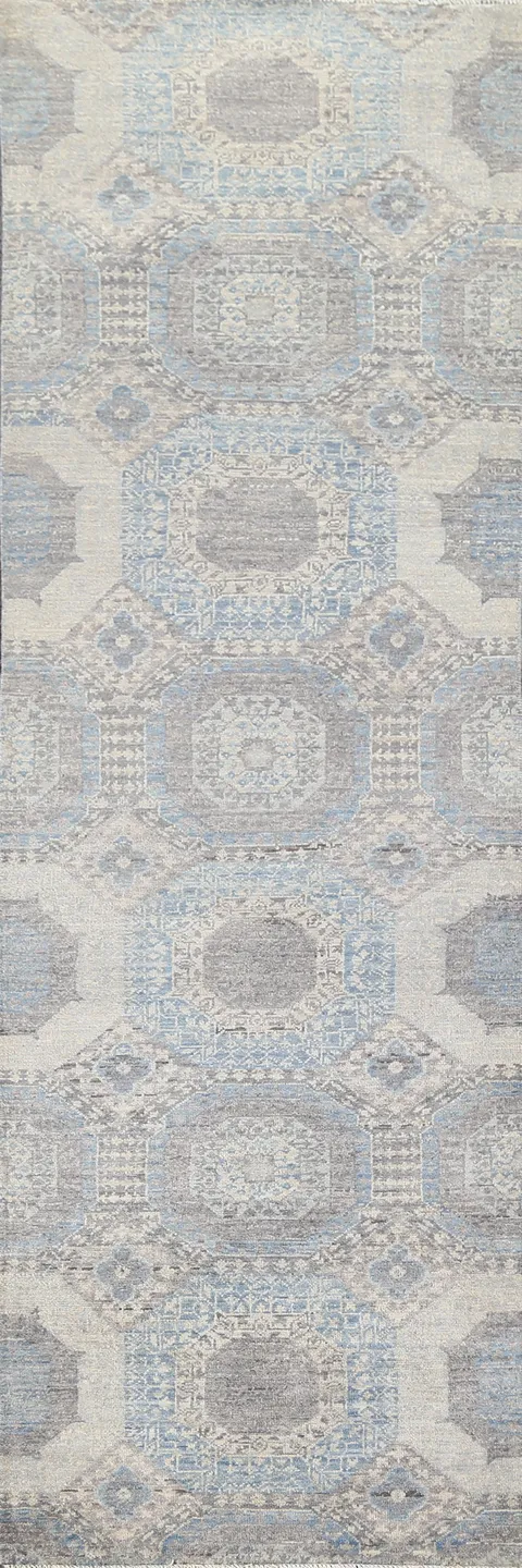 Vegetable Dye Khotan Wool Runner Rug 2x10