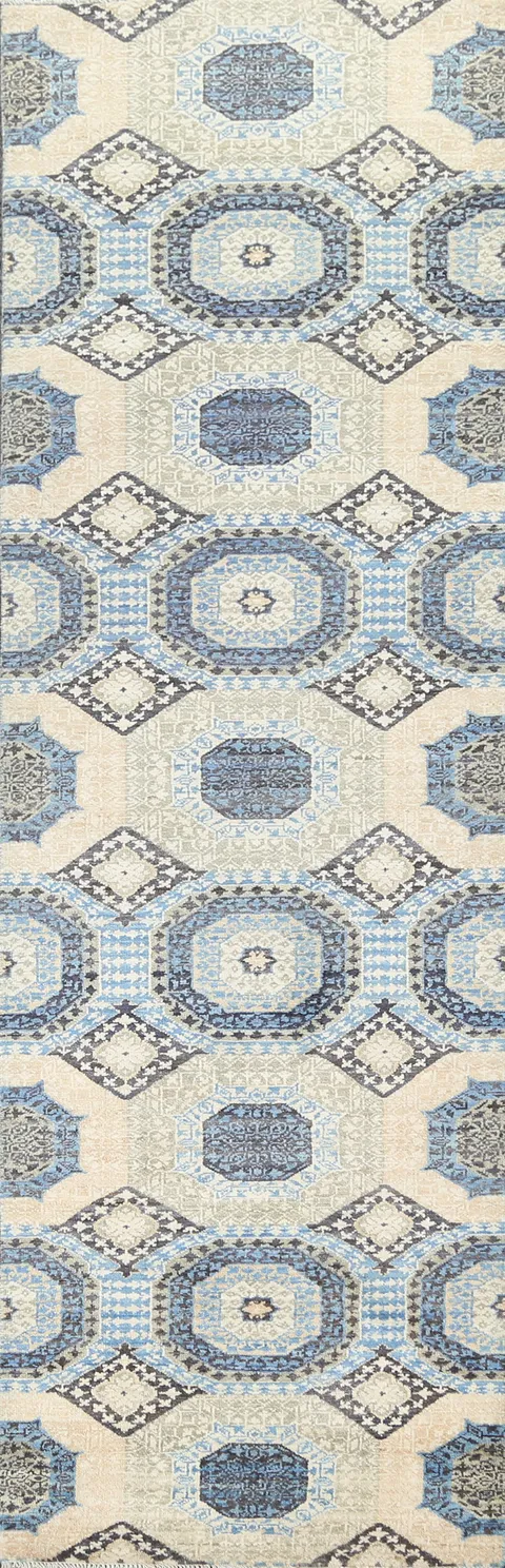 Vegetable Dye Khotan Wool Runner Rug 2x10