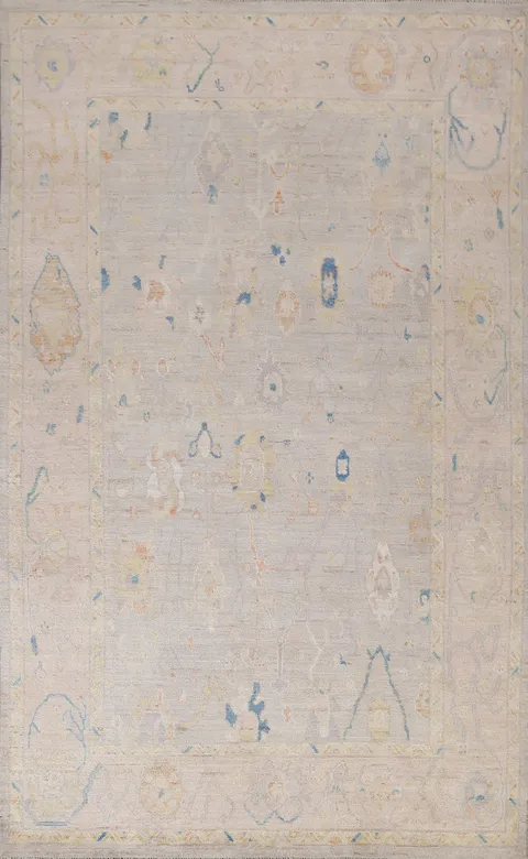 Vegetable Dye Wool Oushak Turkish Area Rug 6x9