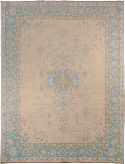 Vegetable Dye Oushak Turkish Wool Area Rug 9x12