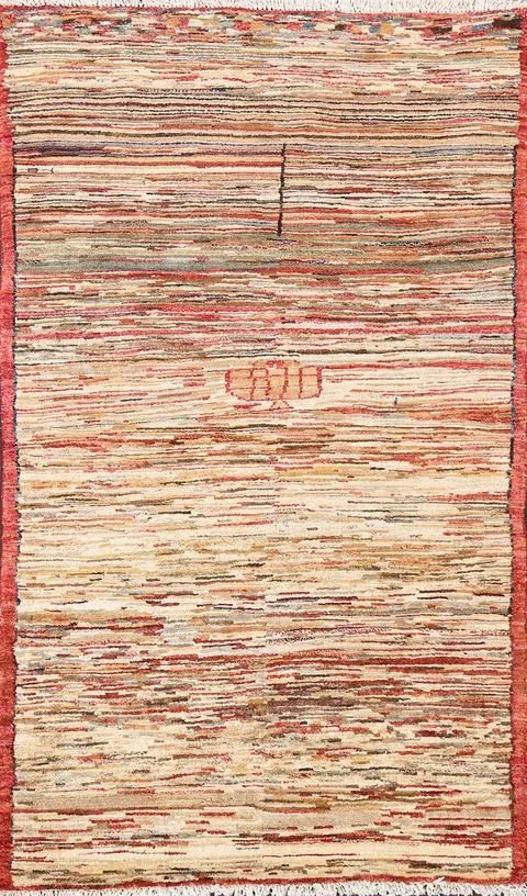 Abstract Gabbeh Wool Area Rug 4x6