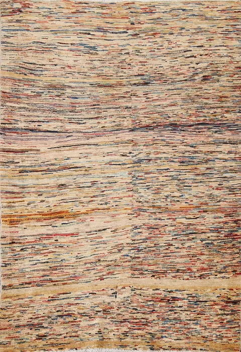 Abstract Gabbeh Wool Area Rug 4x6