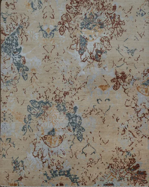 Elegant Abstract Floral Rug with Vintage Aesthetic and Soft Tones 5x7